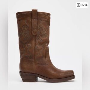 Zara leather western cowboy boots brown 3040/510